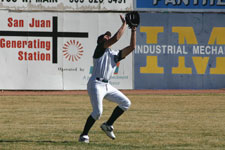 Ben Hatch makes the outfield catch