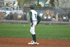 Tyler Cardon stands on second after hitting a 2 RBI double
