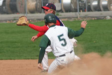 Austin Rowberry successfully steals second base