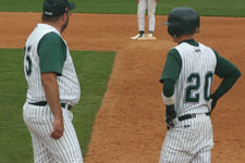 Coach Preece and Shawn Stinson at first base