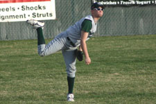 Jon Fuller throws from the outfield during pre-game warmups