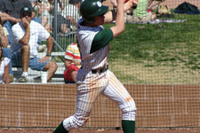 Austin Rowberry swinging at bat