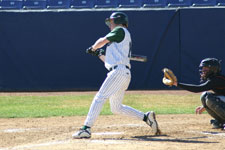 Brock Brimhall swings at bat