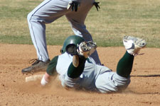 Bryce Ayoso slides head first into second base