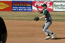 Shawn Stinson fields grounder at first base