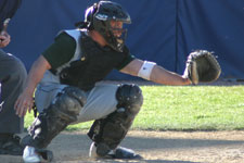 Bryce Ayoso catching behind home plate