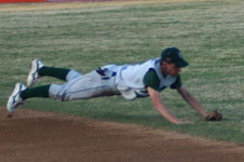 Tyler Cardon dives at ball through the infield