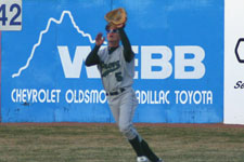 Austin Rowberry catches fly ball in right field