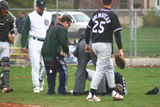 American Fork pitcher Brooks goes down fielding bunt