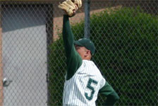 Austin Rowberry makes the catch in right field