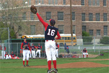 An overthrown ball is just out of reach for Springville's first baseman