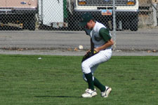 Drew Hortman drops a ball in center field