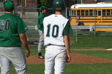 Brian Chatterton stands on first base