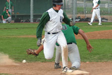 Andrew Law beats the throw to first