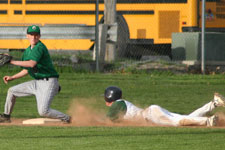 Andrew Law slides safely into third base