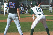 Brian Chatterton stands on first base