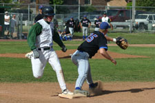 Andrew Law beats the throw to first