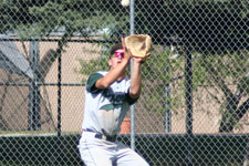 Austin Rowberry makes the catch in right field