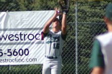 Ben Hatch makes the catch in left field