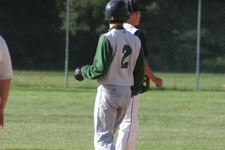 Andrew Law stands on second base