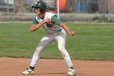 Austin Rowberry leads off second base