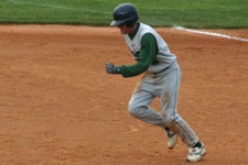 Andrew Law gets a great jump to steal second base