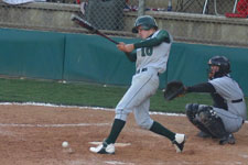 Brian Chatterton hits a hard grounder down the third base line