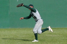 Ben Hatch makes the running grab in left field