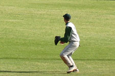 Andrew Law awaits the cutoff throw