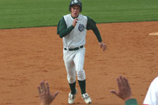 Austin Rowberry rounding second base