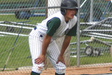 Clint Phillips waiting at third base