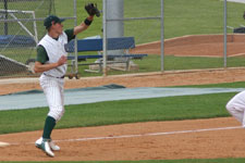 Brian Chatterton gets the throw from outfielder