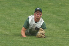 Austin Rowberry traps the bloop fly ball to right