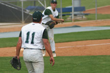 Bryce Ayoso overlooks the final out of the game