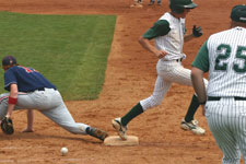 Tyler Cardon reaches first base