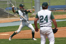 Brian Chatterton throws to second base