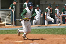 Andrew Law lays down a bunt