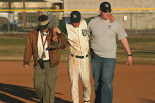 Spencer comes off the field injured