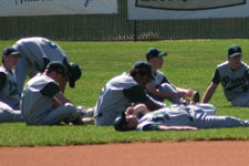 Team stretching before the game