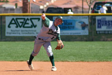 Brock Brimhall throws to first