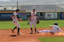 Brock steps on second for the force out