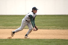 Brock Brimhall flips the double play ball