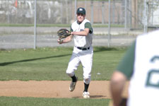 Chad D'Haenens throws to first