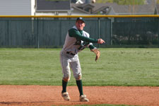 Brock Brimhall throws to first